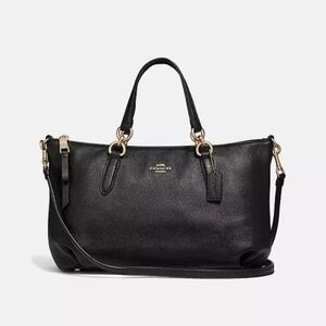 Coach Black Pebbled Leather Crossbody Tote with Gold Hardware